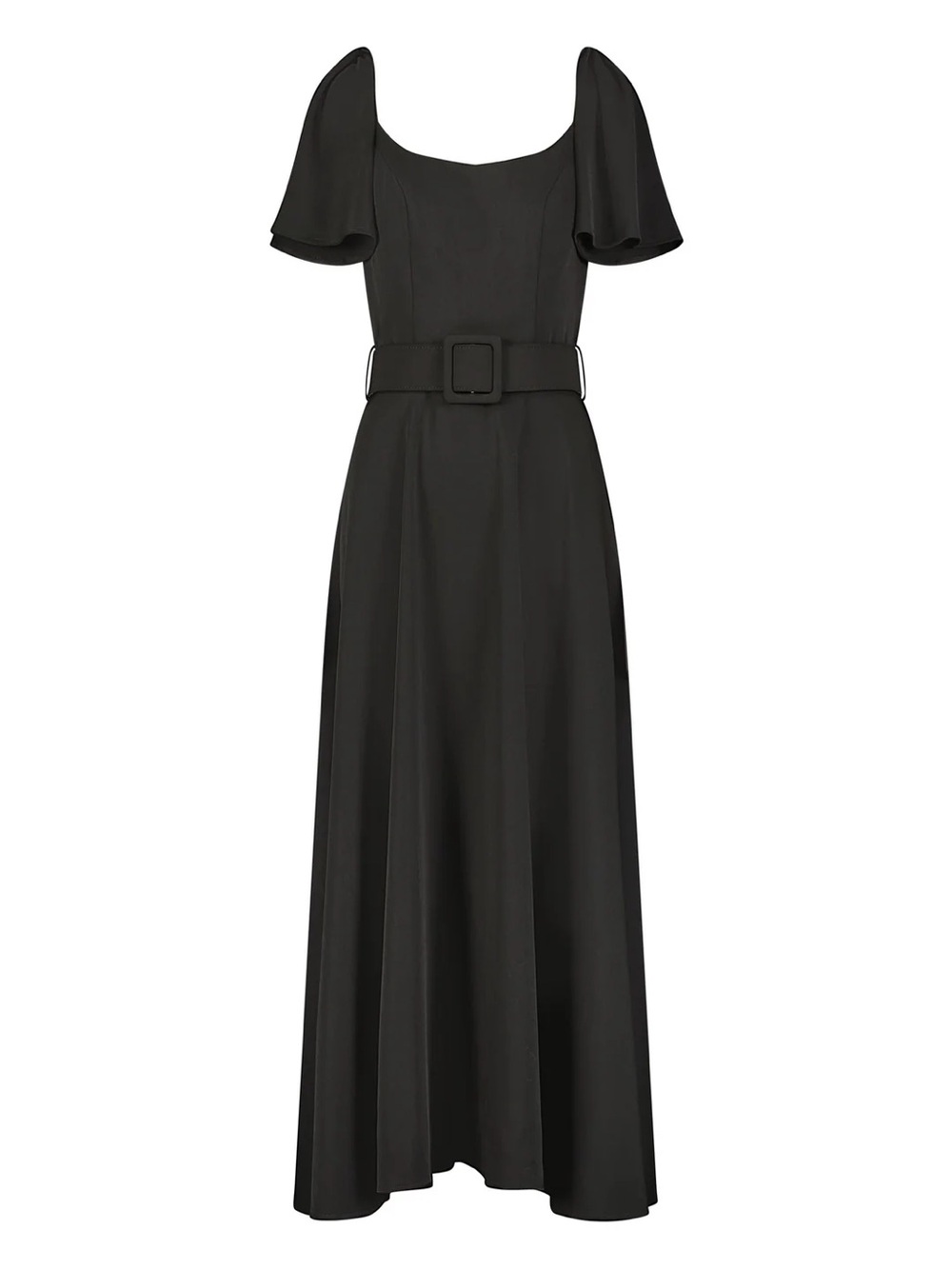 Mac Duggal 20977 Black Ruffle Sleeve Belted Midi Dress – Size 0 - Picture 2 of 4